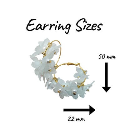String of Daisies on a Loop Earring Set (White) — view 2