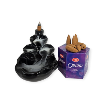 WATERFALL Backflow Incense Burner+OPIUM Backflow Incense Cones COMBO — view 3