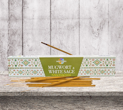 Sacred Elements MUGWORT & WHITE SAGE Masala (Hand Rolled) Incense Sticks