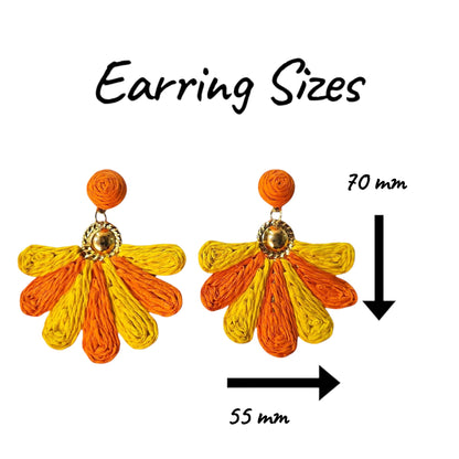 Bright Daisy Hanging/Metal Backing Earrings Set (Orange/Yellow) — view 3