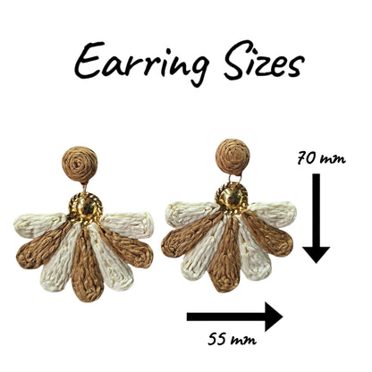 Bright Daisy Hanging/Metal Backing Earrings Set (Cream/Brown) — view 2