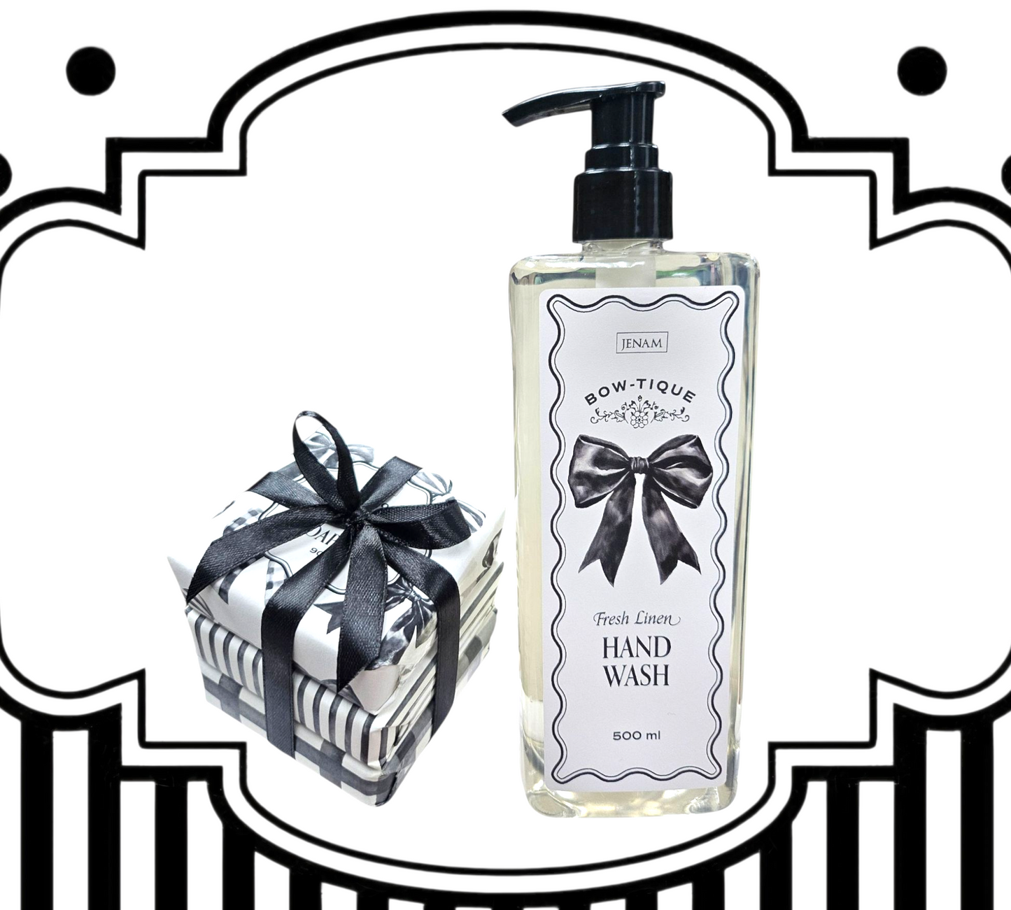 RIBBONS & BOWS HANDWASH (500ml) with SOAP BAR STACK DUO