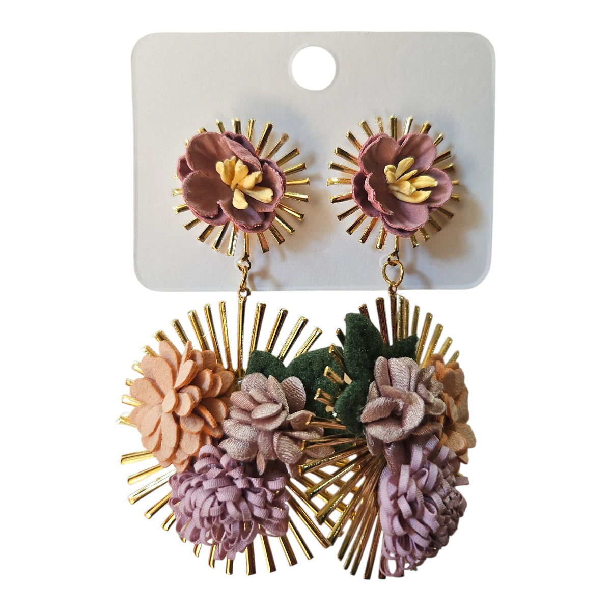 Floral Delight Double Hanging/ Metal Backing Earring Set (Pastel Colours) — view 3